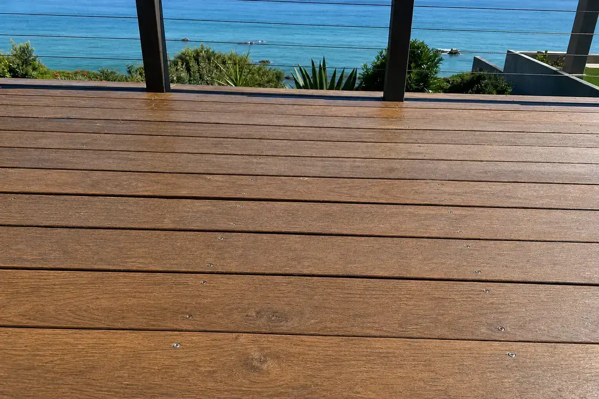 Example after: the same deck section with boards replaced and sealed